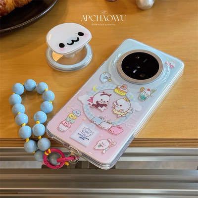 可爱双层晕染冰淇淋海豹磁吸支架适用mate70pro华为手机壳pura70/80pro创意60pro+防摔套mate60pro全包女款