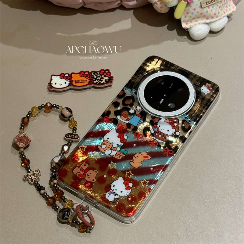 可爱双层锡纸纹豹纹兔子kt猫支架适用mate70pro华为手机壳pura70/80pro创意60pro+防摔套mate60pro全包女款