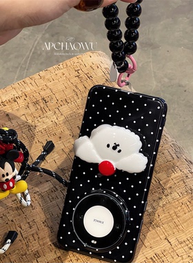 日韩ins黑色小波点狗狗支架适用mate60pro华为手机壳pura70pro菲林mate50/40硬壳nova12/11女款p60/p50/p40