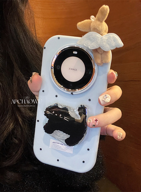 日韩ins蓝色波点翅膀兔子Pura70适用mate60pro华为手机壳mate50/40全包p60/p50p40防摔软套60pro+女款荣耀x50