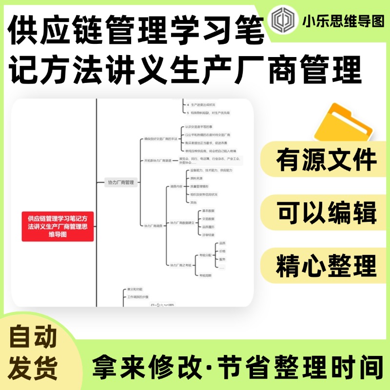 供应链管理学习笔记方法讲义生产厂商管理思维导图Xmind笔记制作