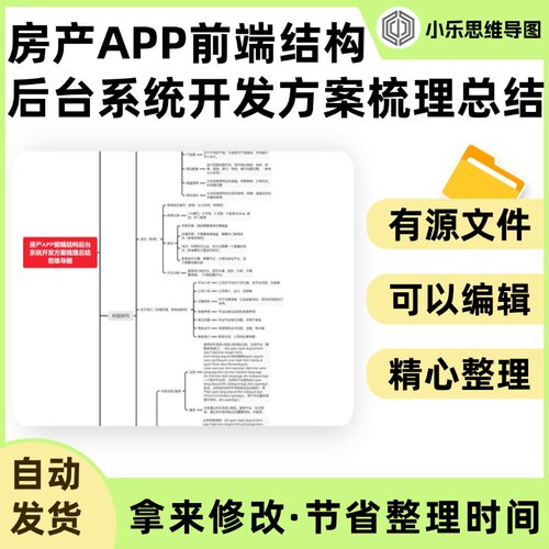 房产APP前端结构后台系统开发方案梳理总结思维导图Xmind笔记制作