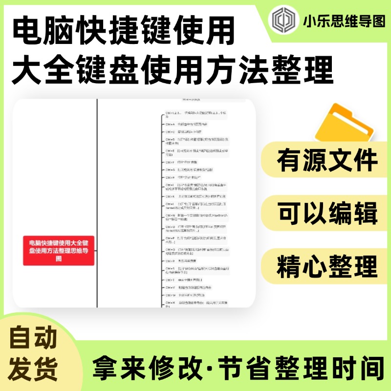 电脑快捷键使用大全键盘使用方法整理思维导图Xmind笔记制作电子