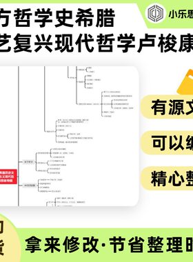 西方哲学史希腊历史文艺复兴浪漫主义现代哲学卢梭康德思维导图
