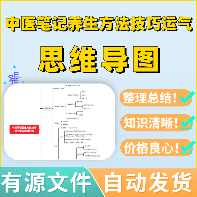 中医笔记养生方法技巧运气学说思维导图Xmind模板笔记制作电子版
