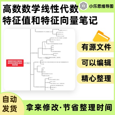 高数数学线性代数特征值和特征向量笔记重点思维导图Xmind笔记