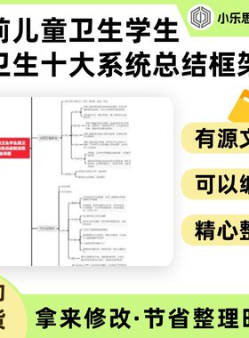 学前儿童卫生学生理卫生十大系统总结框架思维导图Xmind笔记制作