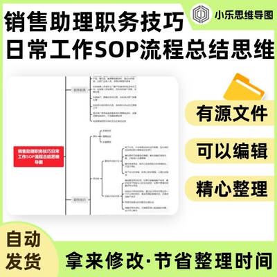 销售助理职务技巧日常工作SOP流程总结思维导图Xmind笔记制作电子