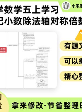 小学数学五上学习笔记小数除法轴对称倍数因数知识点总结思维导图