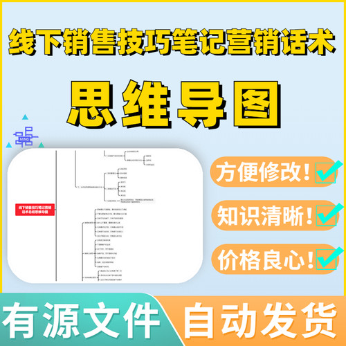 线下销售技巧笔记营销话术总结思维导图Xmind模板笔记制作电子版