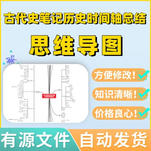 古代史笔记历史时间轴总结复习思维导图Xmind模板笔记制作电子版