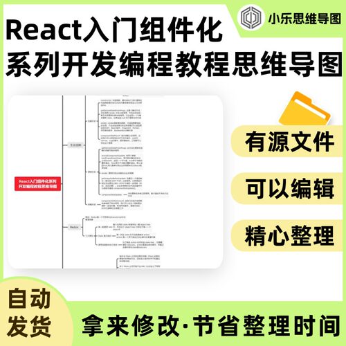 React入门组件化系列开发编程教程思维导图Xmind笔记制作电子版