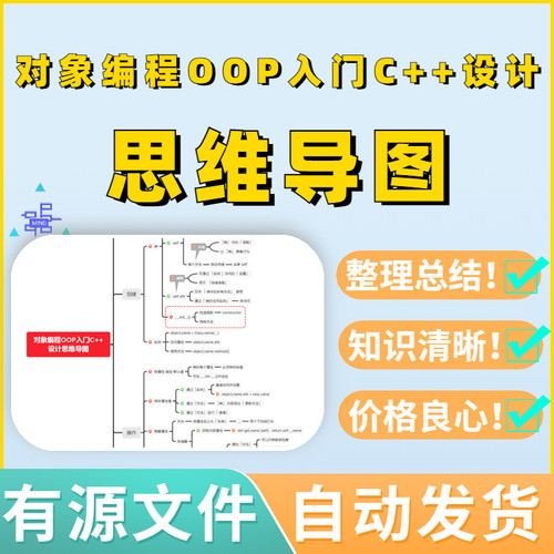 对象编程OOP入门C++设计思维导图源文件Xmind可编辑模板教案素材