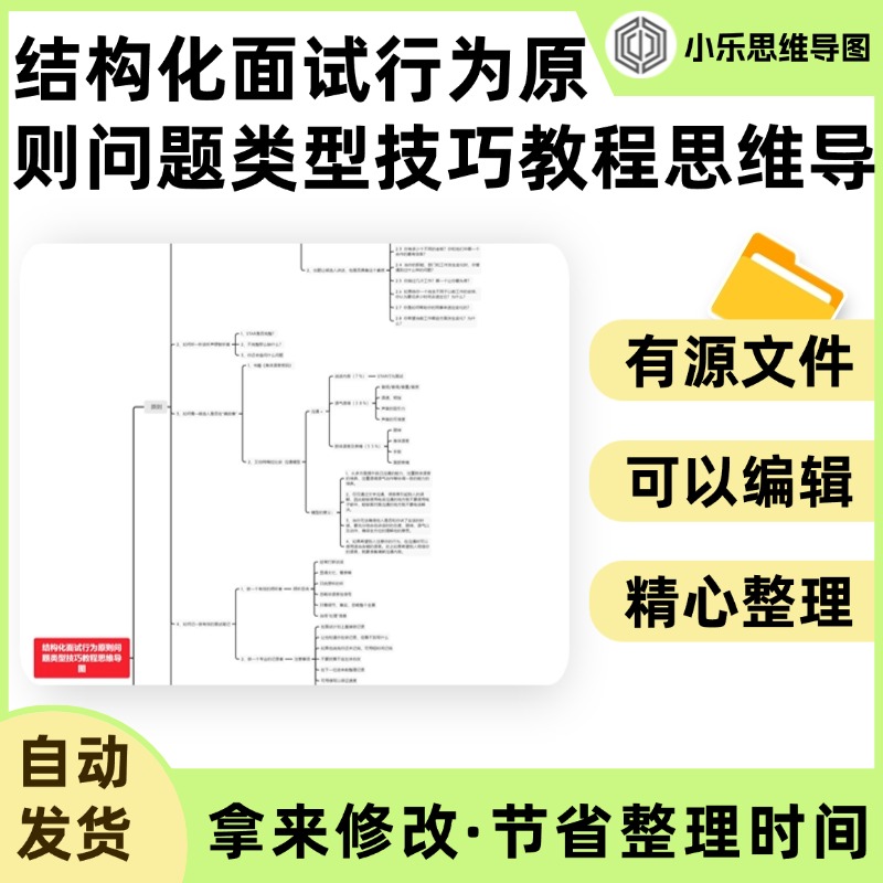 结构化面试行为原则问题类型技巧教程思维导图Xmind笔记制作电子