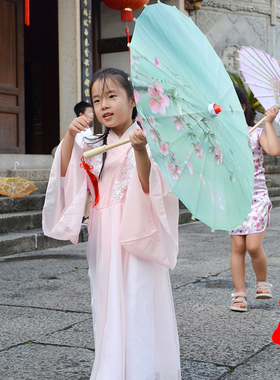 三曼多儿童油纸伞古风舞蹈伞演出伞幼儿园道具伞汉服走秀绸布伞