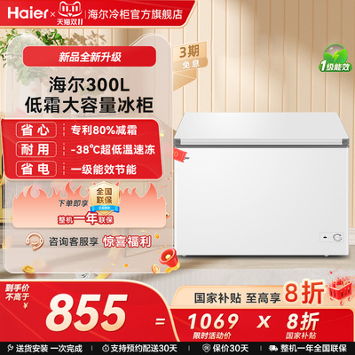海尔haier300升家用冰箱冰柜雪柜大容量商用冷藏一级能效节能冷柜