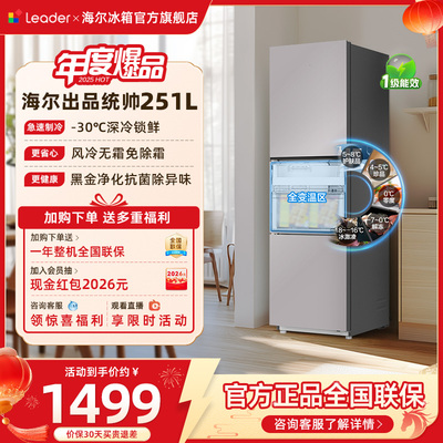 换新补贴海尔出品统帅三开门251L一级风冷无霜租房小型家用电冰箱