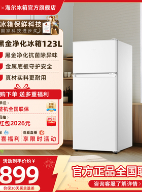 海尔123L双开两门电冰箱白色小型家用出租房二人保鲜冷藏宿舍节能