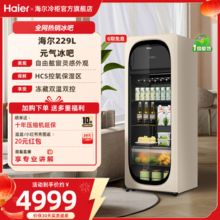 新品 气冰吧小型冷藏保鲜家用客厅茶叶饮料柜冷冻冰箱 海尔229升元