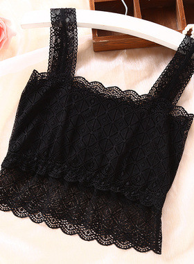 黑色吊带打底短款修身防走光蕾丝裹胸抹胸加肥大码薄款内衣夏包邮