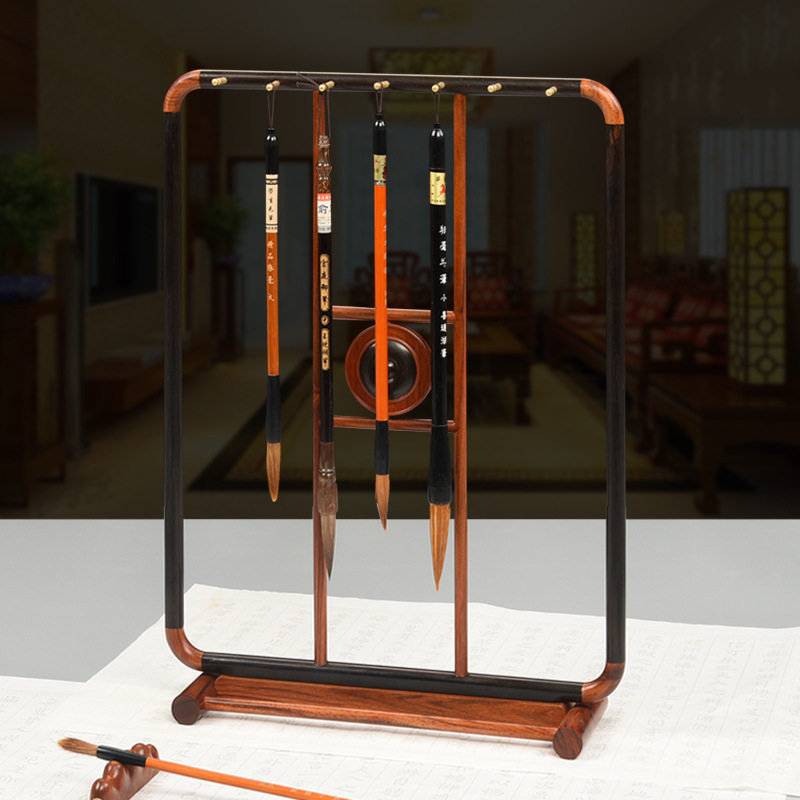 红木实木毛笔架笔挂酸枝木紫光檀明式毛笔架子挂笔架文房书法用品