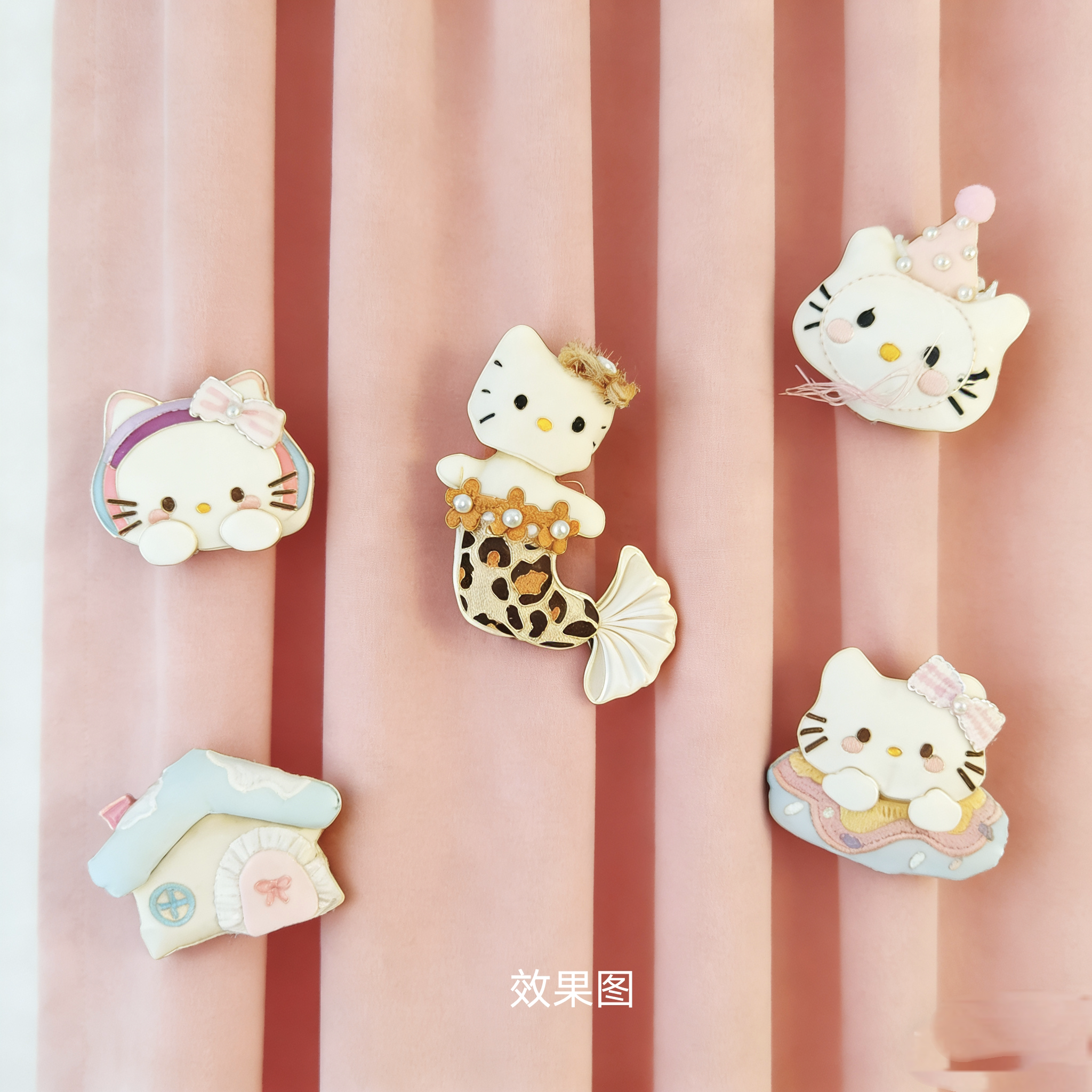 可爱kt小猫窗帘饰品胸针可爱布艺充棉窗帘别针