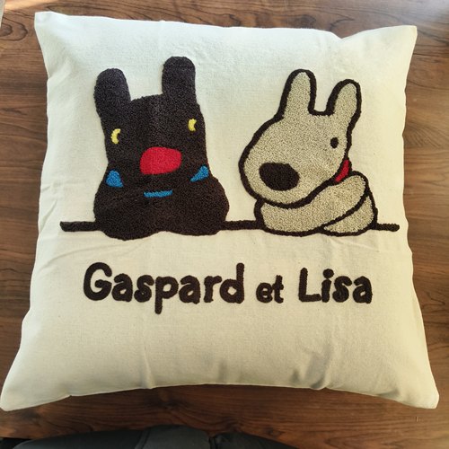 gaspard&lisa联名可爱抱枕套帆布刺绣轻奢欧式ins卡通儿童靠垫