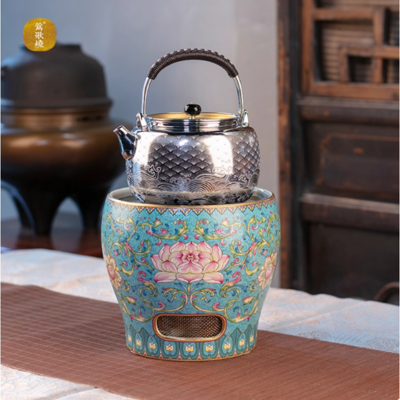 莺歌烧电陶炉煮茶家用珐琅彩风炉
