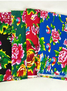 厚款棉服床上用品面料东北大花布
