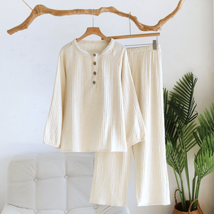 棉麻睡衣女春秋季长袖纯棉大码女款套装2026新款可外穿家居服夏季