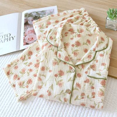 女纯棉睡衣家居服薄款宽松套装