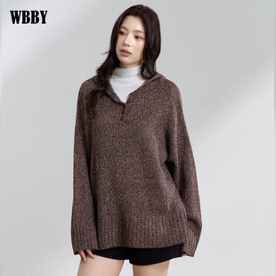 中长款连帽毛衣女款2025新款冬季休闲宽松慵懒高级感百搭上衣外套