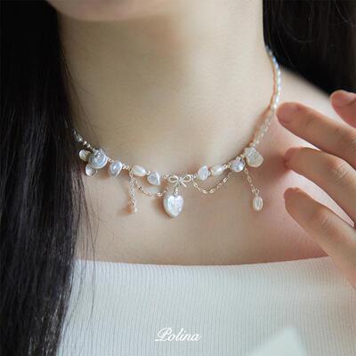 天然珍珠仙气轻奢爱心吊坠项饰