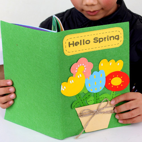 英语翻翻书立体书手工diy材料包幼儿园小学制作你好春天自制绘本