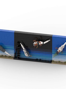 MOC-174556N1-L3月球火箭四次发射积木拼装场景模型摆件