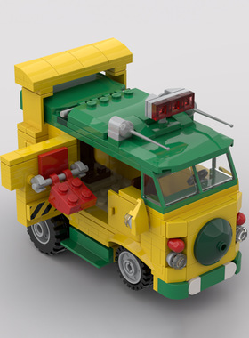 MOC积木160324忍者神龟旅行面包车 拼装积木 派对车模型