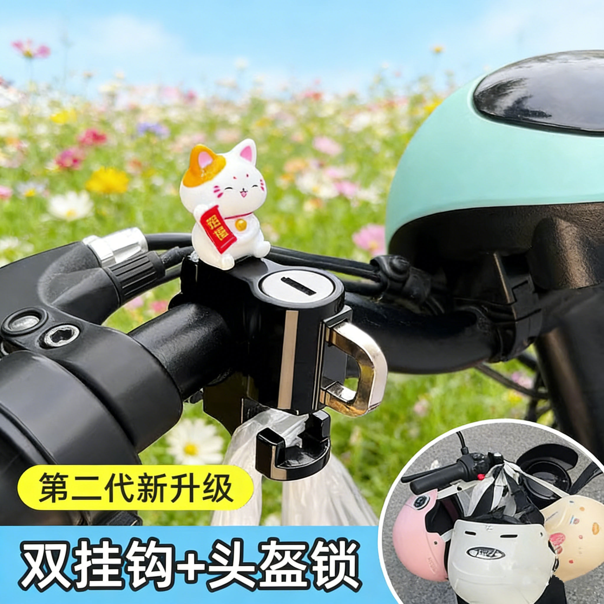 电动车挂钩前置通用摩托车神器挂扣锁女电动自行车头盔锁防盗固定