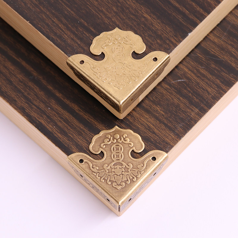 中式仿古纯铜角花大门窗户包角家具角片护角黄铜包边角码五金配件