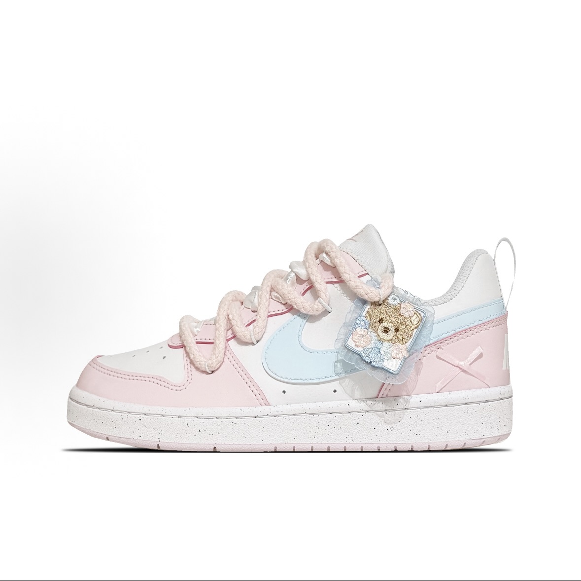 定制球鞋Nike Court Borough Low 小熊软糖2.0 低帮 板鞋 粉色