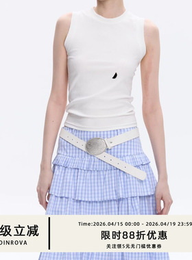 COINROVA 头层牛皮真皮女士腰带白色设计感小众装饰配裙子