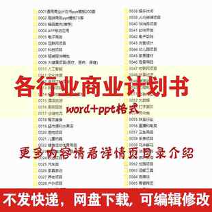 各行业商业计划书案例模板中小企业创业天使轮投融资项目方案word