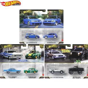 预售风火轮汽车文化大众高尔夫回到未来福特双车合金车模HBL96