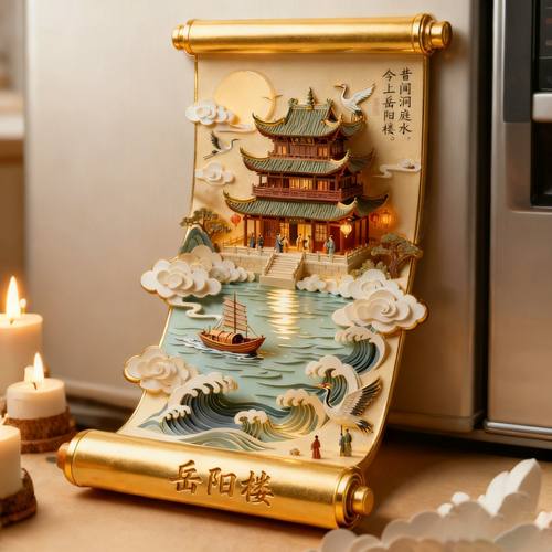 湖南岳阳楼洞庭湖文创金属冰箱贴