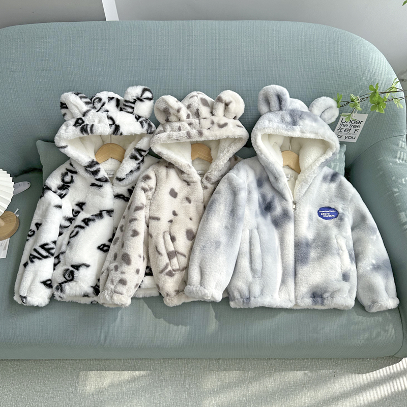 儿童皮草外套女童男童棉衣羊羔毛