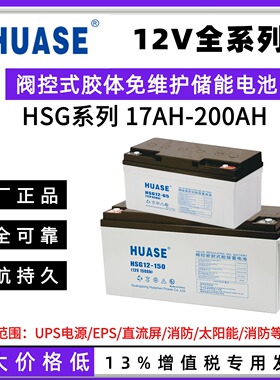 华申HUASE蓄电池HSG12-100AH 12V100AH65AH55AH胶体免维护UPS专用