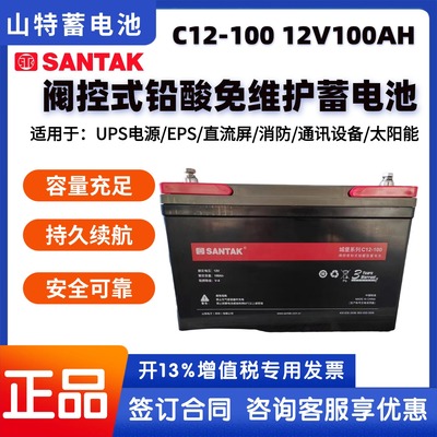 山特城堡铅酸蓄电池12V100AH C12-100免维护UPS电源直流屏EPS专用