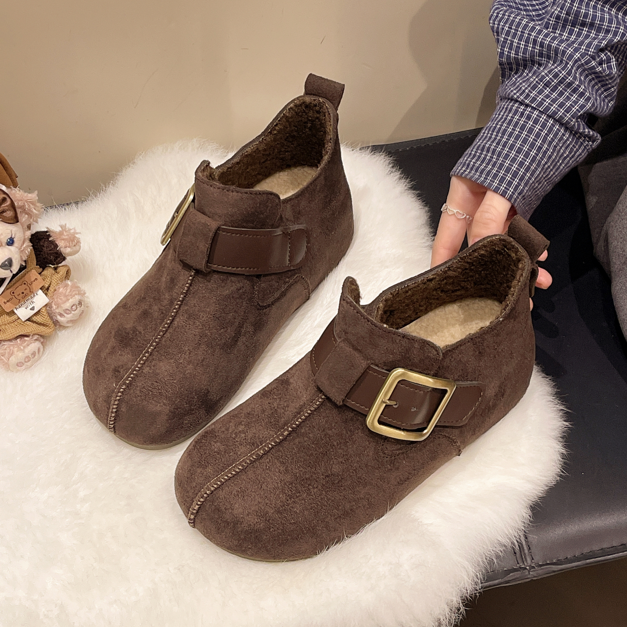 勃肯鞋金属扣带深口单鞋