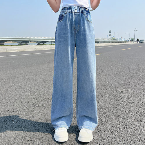 女童裤子夏季薄款天丝牛仔裤窄版