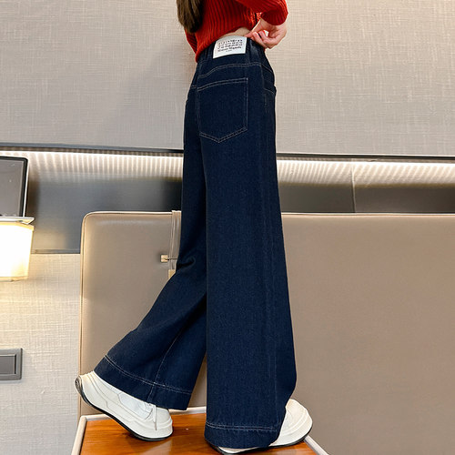 女童裤子秋冬新款儿童牛仔阔腿裤