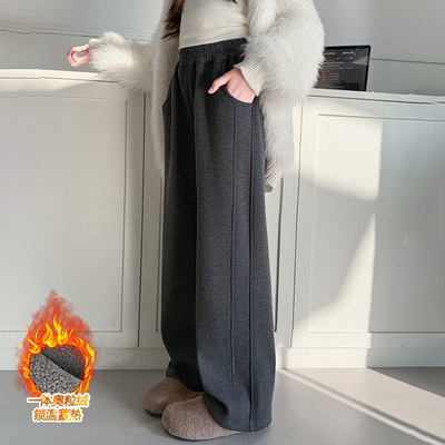 女童加绒裤子秋冬加厚窄版直筒裤